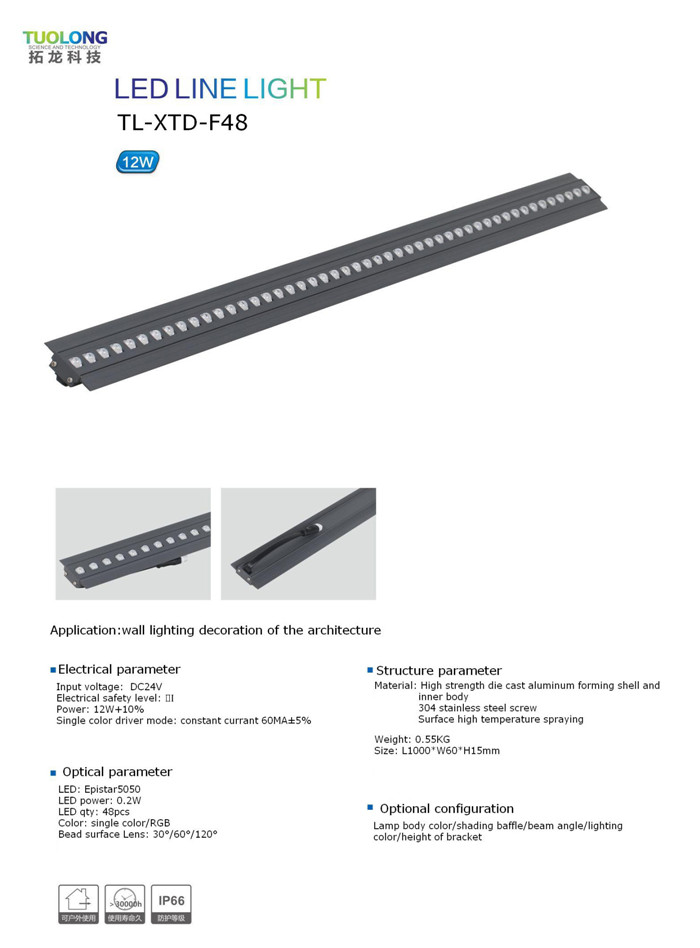 Slim LED Light Bar 12W with Wall Recessed