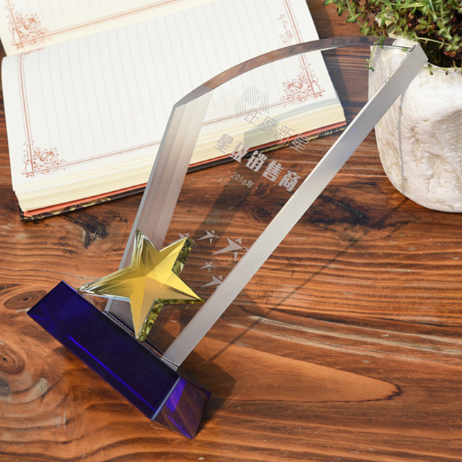 Wholesale Cheap Crystal Glass Star Trophy Parts for Souvenir