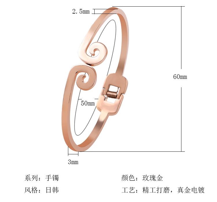 Stainless Steel Bangle Fashion Rose Plated Jewelry Bangle