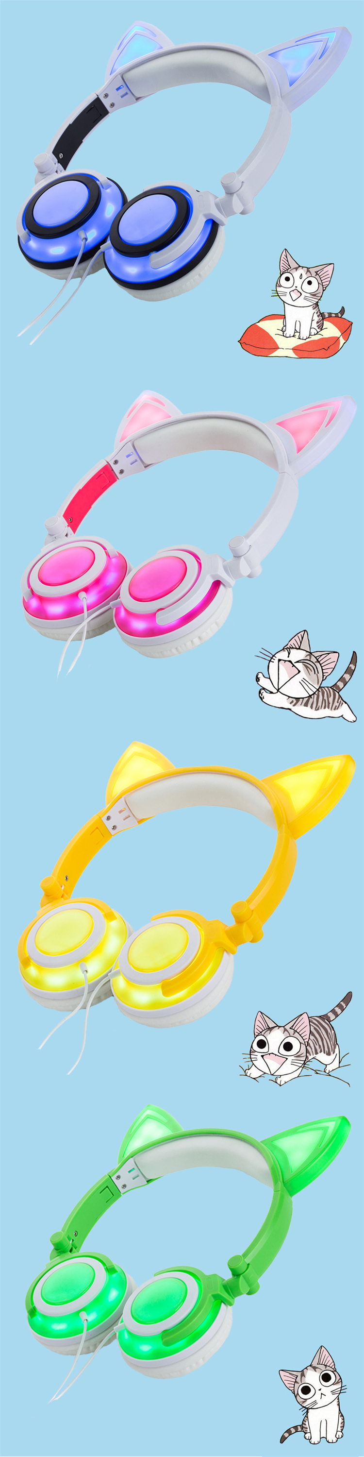 Colorful choose cat ear headphone