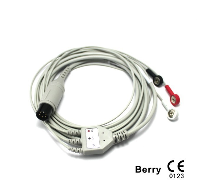 One-Piece 3-Lead Patient Cable with Leads (AHA, compatible)