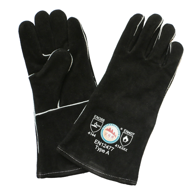 Black Heat Resistant BBQ Gloves Hand Safety Welding Gloves with Ce