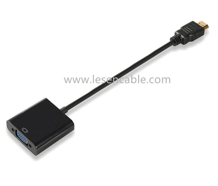 Convertidor HDMI de color negro HDMI macho a adaptador VGA hembra