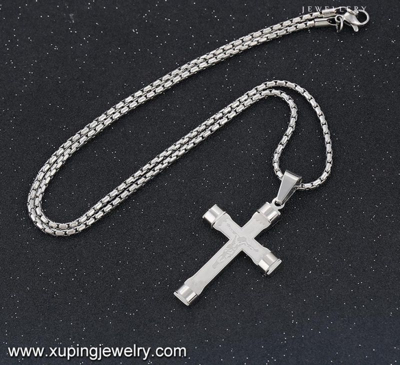 32731 Fashion Cool Silver-Plated Stainless Steel Jewelry Chain Cross Pendant