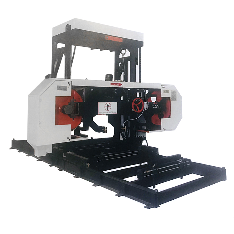 horizontal bandsaw machine sawing tropical wood