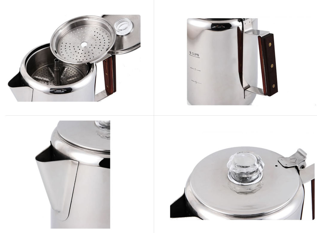 9 φλιτζάνια Coffee Percolator Pot Βραστήρας Fast Brew Sovetop Coffee Maker Εφικτή για ταξίδια