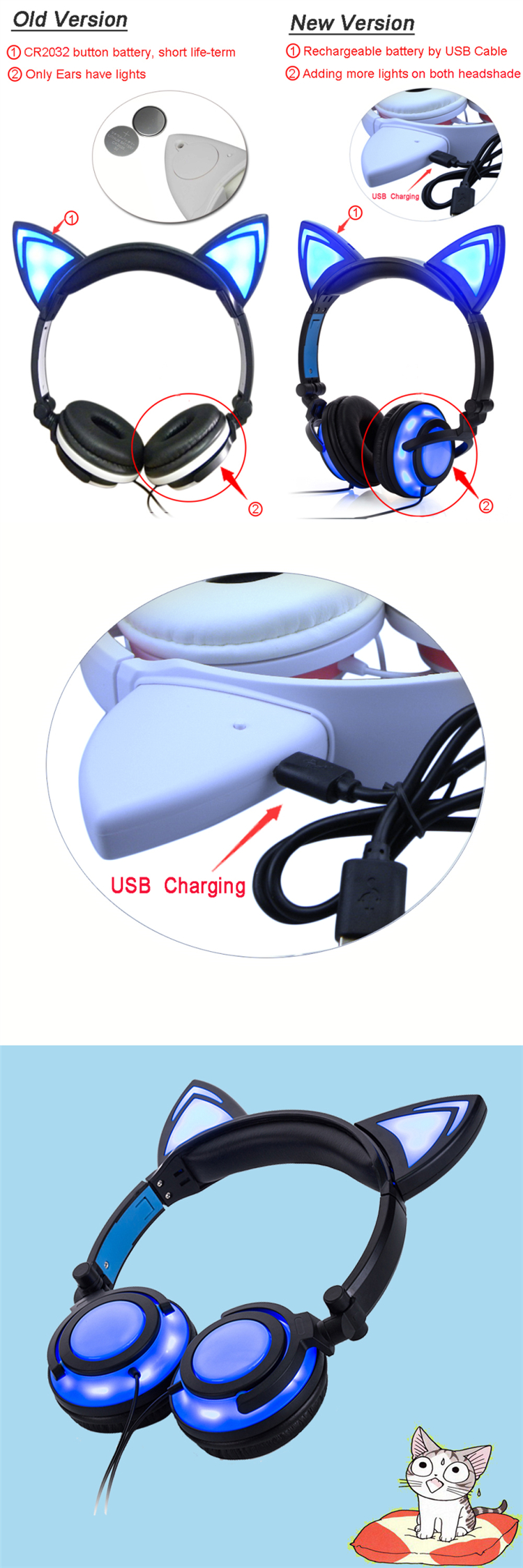 USB charge headphone for kids