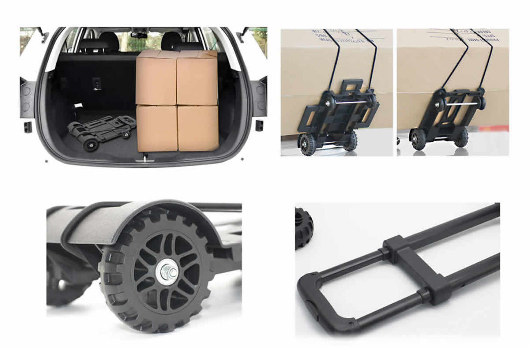 Minicarretilla plegable de 4 ruedas, carretilla de mano, carro portátil de aleación de aluminio para el hogar, la Oficina, compras, viajes, uso compacto, peso ligero