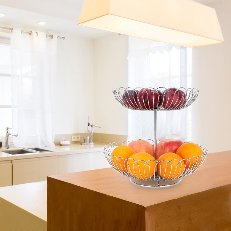 Kitchen Doubles Stainless Steel Creative Fruit Basket Hollow Fruit Bowl