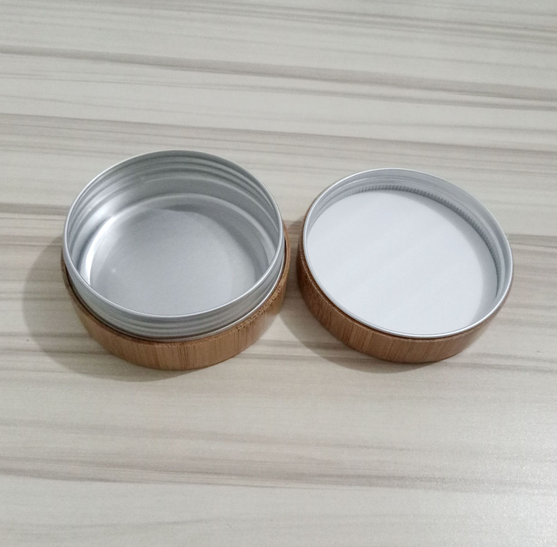 Cosmetic Bamboo Cream jar with Aluminium Inner