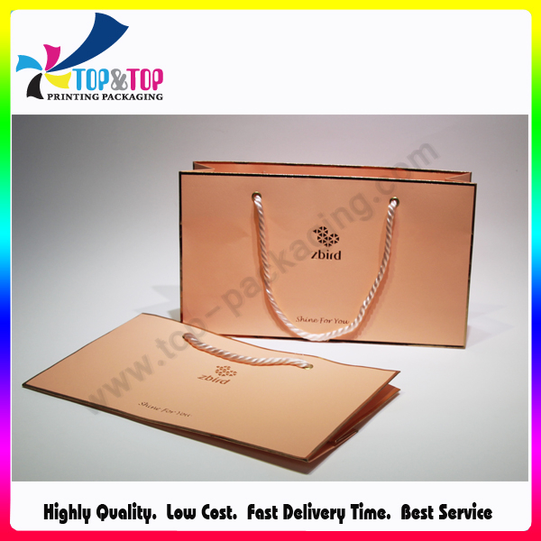 Carry Strap White Paper Glossy Bag with Printing