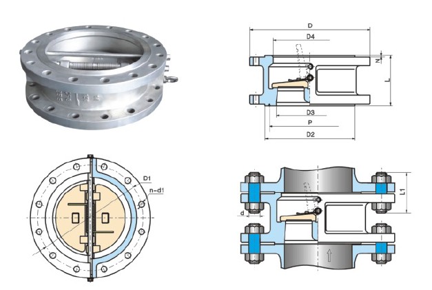 Wafer Type Double Flanged Dual Plate Rtj End Check Valve