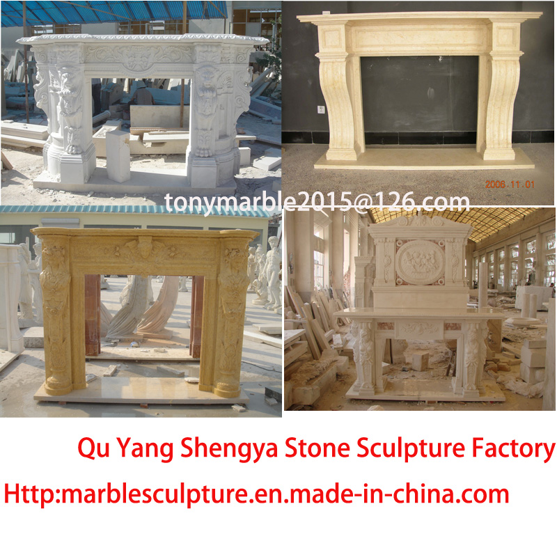Deep Beige Marble Fireplace for decoration (SY-MF005)