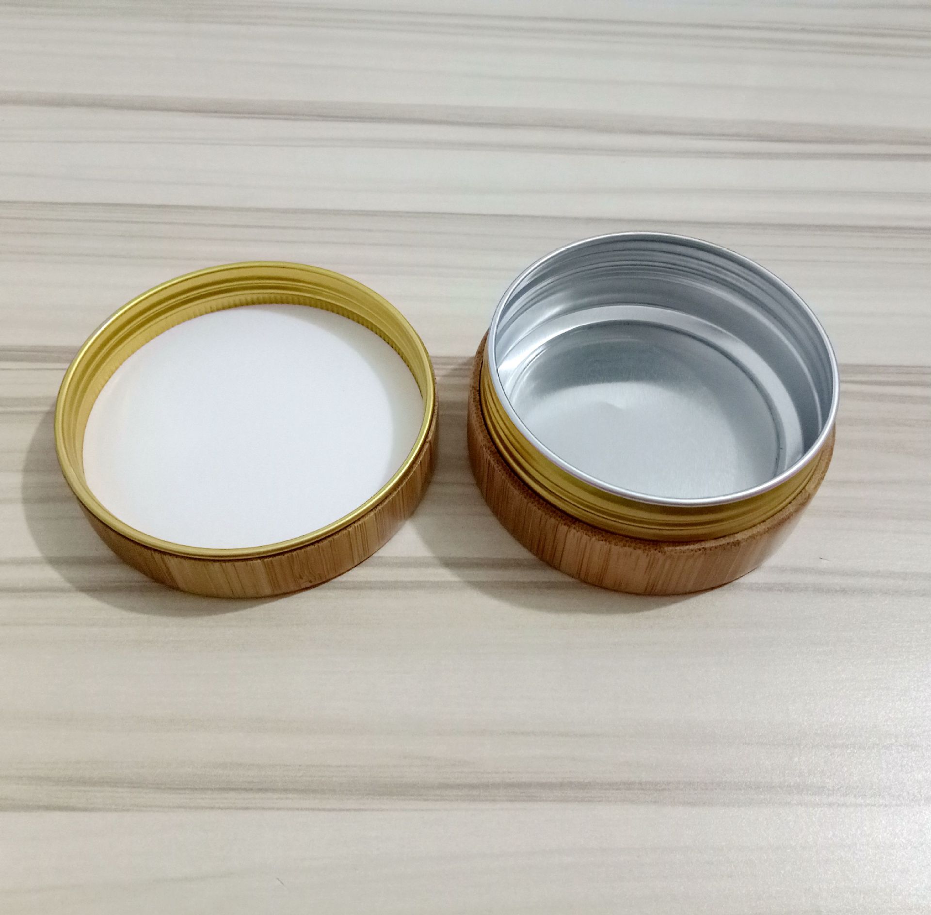 Cosmetic Bamboo Cream jar with Aluminium Inner