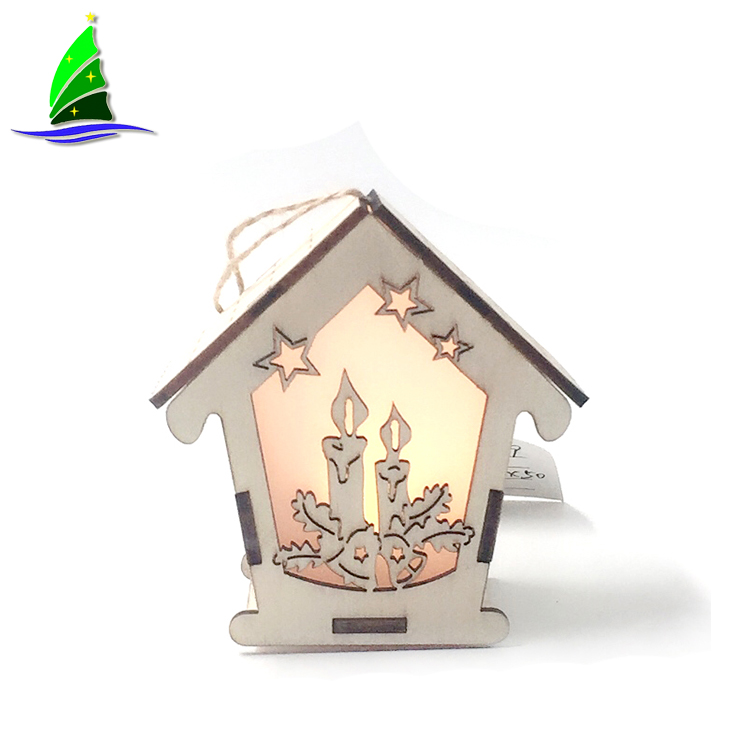 Casa de madeira de suspensão do teste padrão da árvore de Natal Christmas Tree Pattern Wooden Hanging House