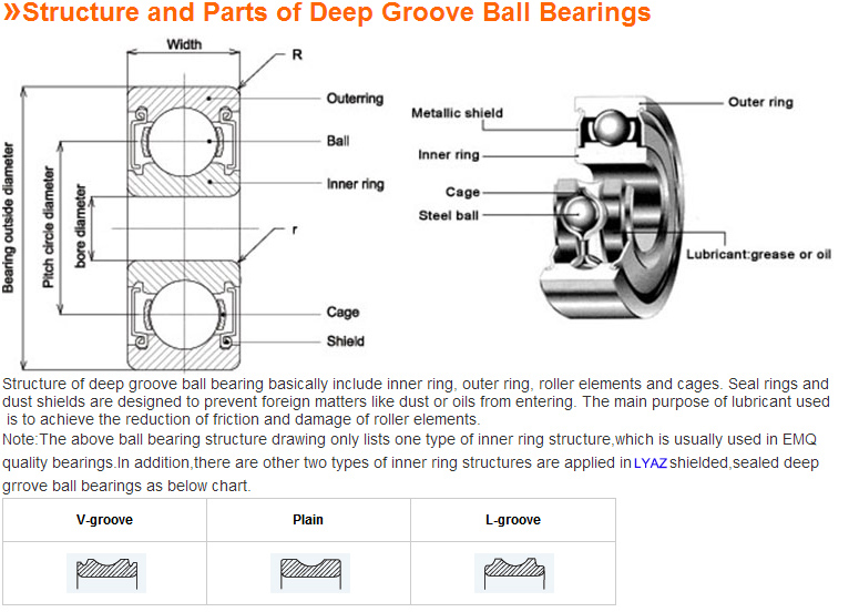 High Precision Deep Groove Ball Bearing 6205 Size Bearing Price