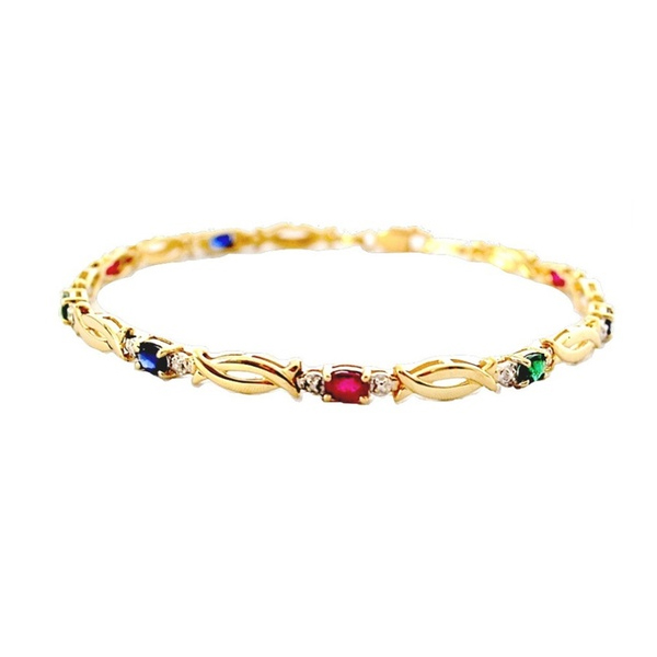 925 Sterling Silver Xo Bracelet Jewelry with Color Stones