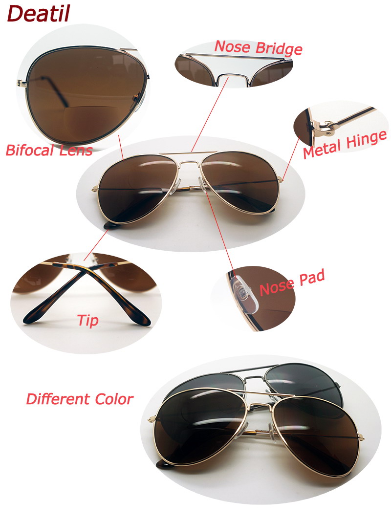 Classical and Hot Sales Bifocal Lens Metal Sunglasses (30037)