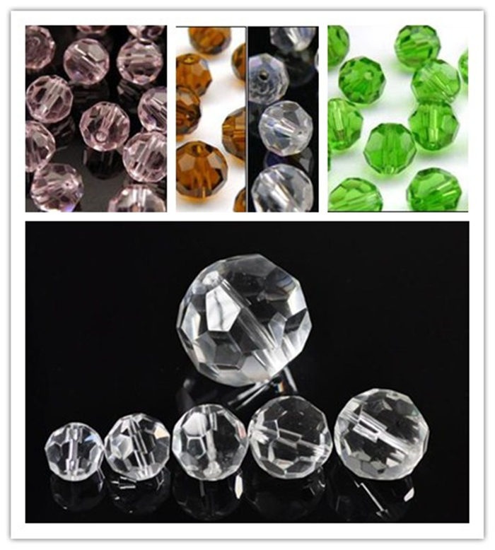 32 Faceted Round Glass Beads