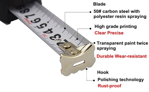  1. It is ABS plastic case, bright, odorless and staim-free. 2. Tape:0.11mm thick,50#steel. 3. The latest technology achieve the ISO standard. 4. Specifications of measuring tape:1m--10m 5. Easy to hold, even wearing gloves is not easy to slide. 6. First-grade new ABS plastics:Bright,odorless,and staim-free. 7. The portable belt has a medium or high-grade quality,with good texture