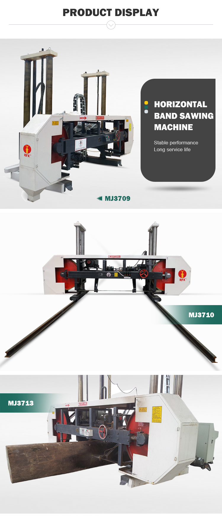 horizontal bandsaw machine sawing tropical wood