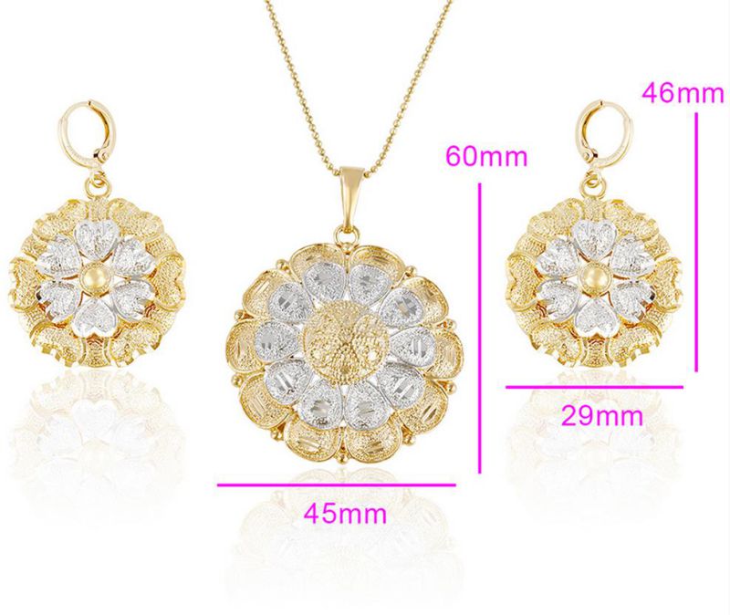 63889 Fashion Charm Flower Jewelry Set in Multicolor - Plated