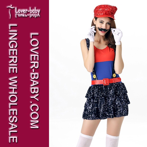 Adult Girls Halloween Mario and Luigi Costume (L15334-1)