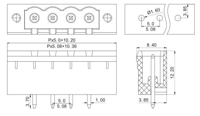 5.08mm pitch 6pin terminal block with fixed screw