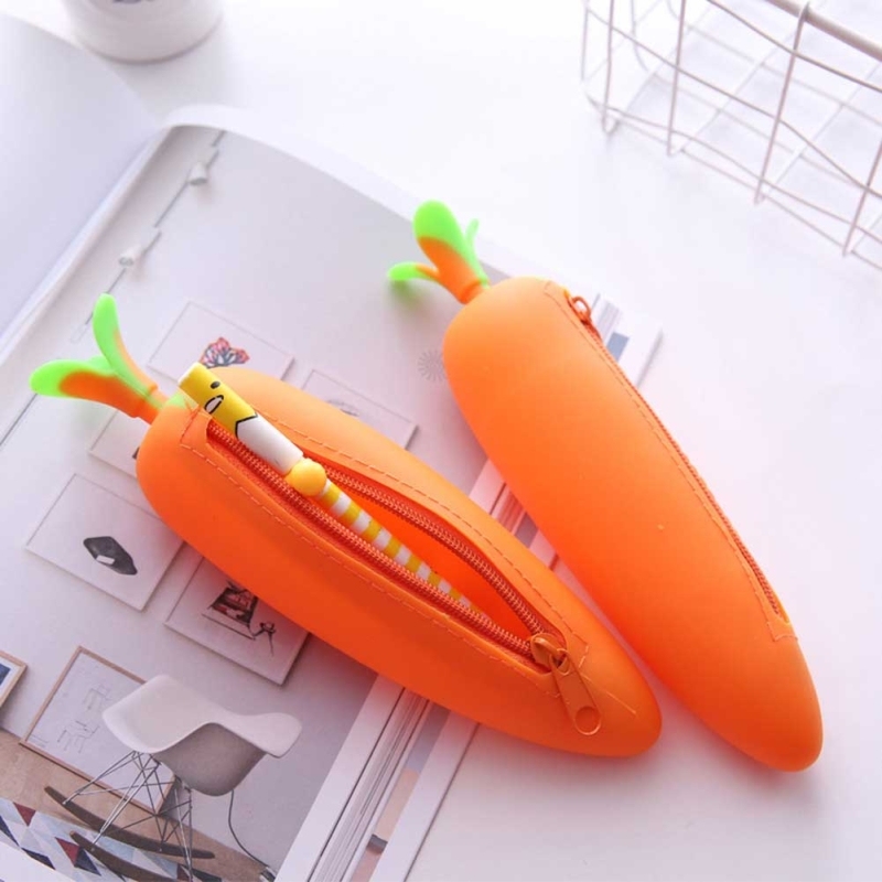 Korean Stationery Items Cartoon Carrot Pencil Bag School Supplies Pencil Pouch Children Zipper Pencil Bag