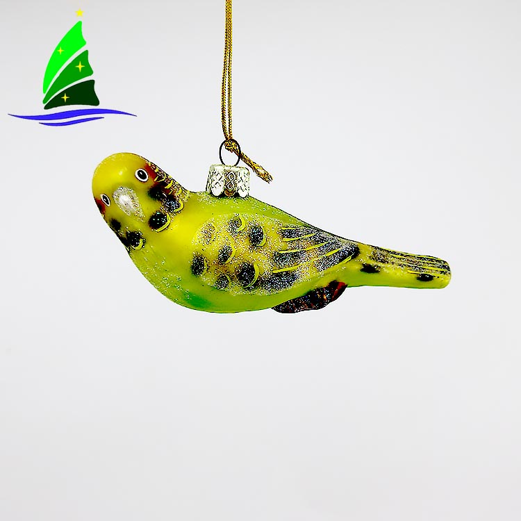 Ornamento de pájaro de cristal pintado a mano Hand Painted Glass bird ornamnent