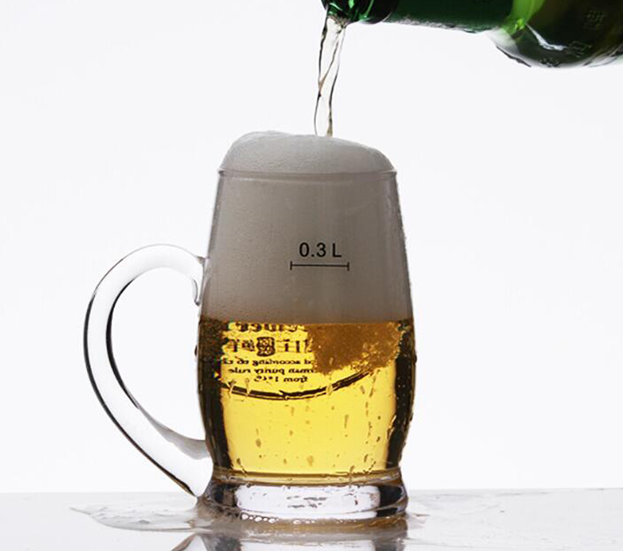Handmade Man Blow Beer Glass Cup with Handle