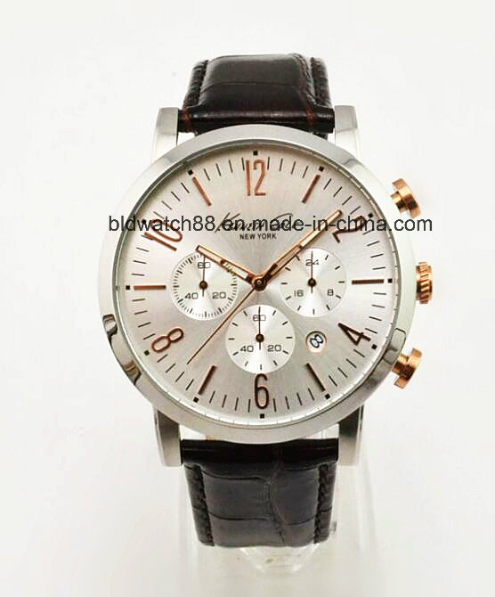 5ATM Waterproof Stainless Steel Automatic Watch with Leather Strap