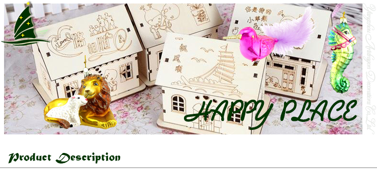 Casa de madeira clara do diodo emissor de luz que pendura ornamento LED Light Wood House Hanging Ornaments