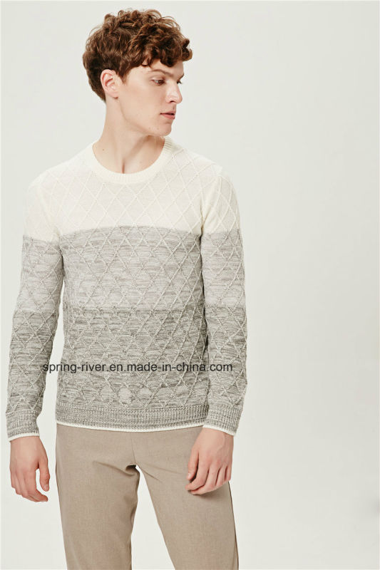 Contrast Color Pattern Knit Men Sweater