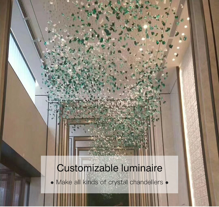 Green glass chandelier