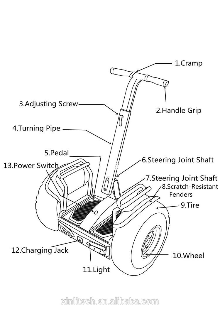 New Products 2016 E-Scooter off Road Electric Chariot Two Wheels Self Balancing Electric Golf Cart Scooter