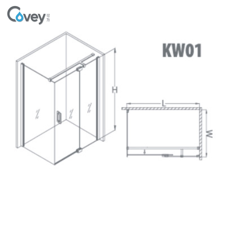 Bathroom Shower Enclosure with 8/10mm Tempered Glass (A-KW01)
