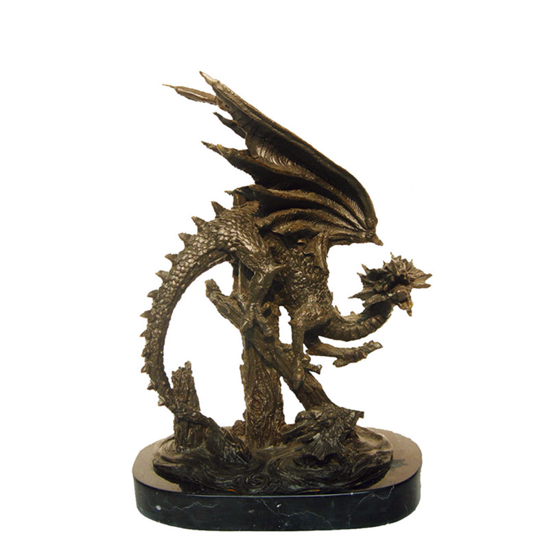 Animal Bronze Sculpture Dragon Carving Decor Brass Statue Tpy-648