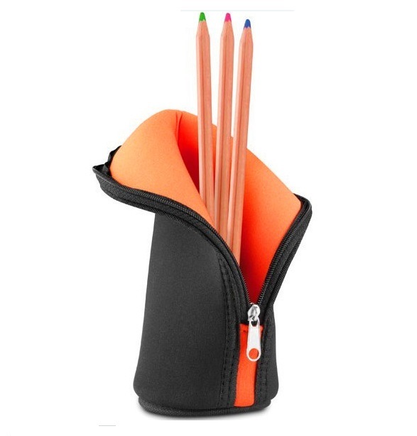 Standable Neoprene Zip Pencil Pen Case Pen Pencil Stand Pencil Jar Pencil Holder