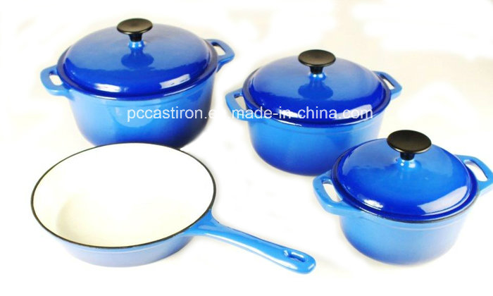 4PCS Enamel Cast Iron Cookware Set LFGB Approved Factory China