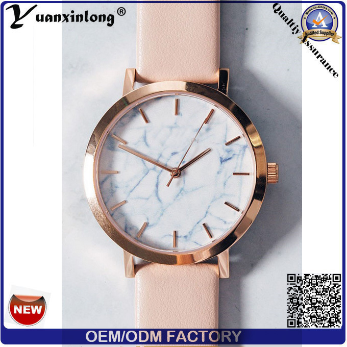 Yxl-044 Newest Hot Sale Marble Stone Face Watch Good Quality Leather Vogue Wrist Watch Lady Quartz Stainless Steel Back Watches Women Men