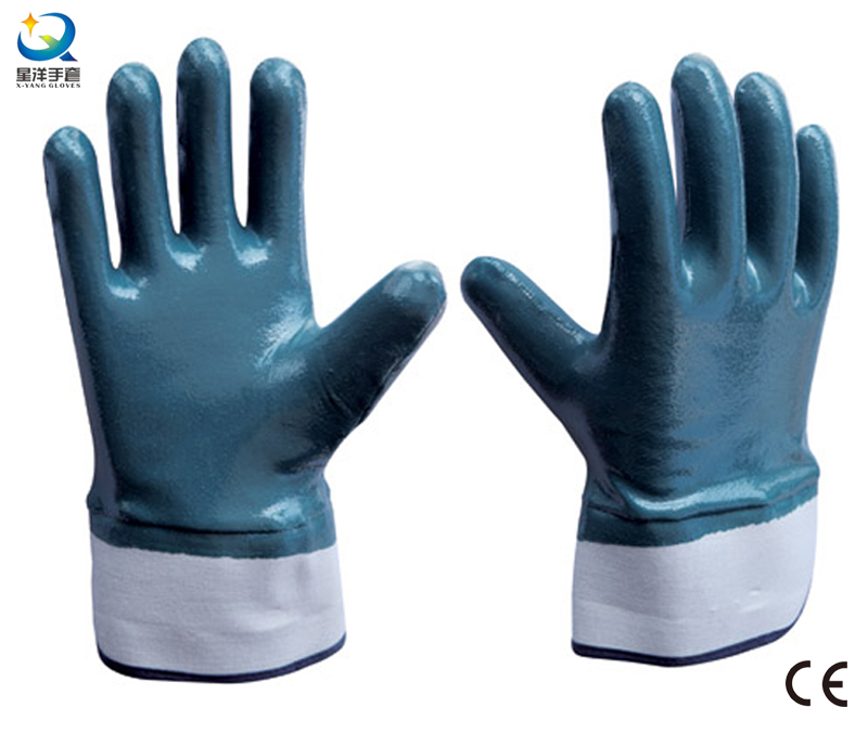 Twice Dipped Oil Proof Nitrile Gloves Safety Industrial Work Glove (N6001)