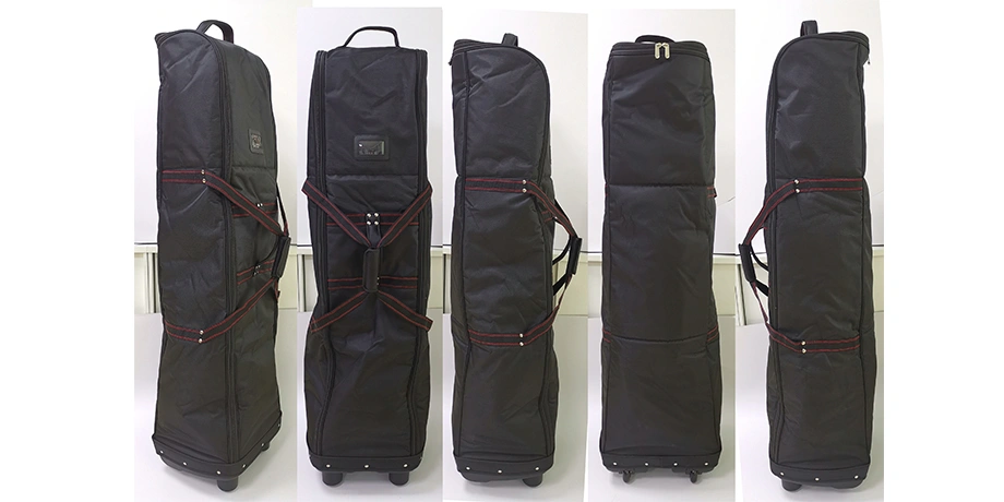 Πτυσσόμενη μαύρη τσάντα ταξιδιού γκολφ με τροχό