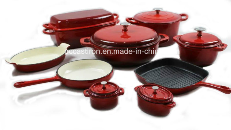 4PCS Cast Iron Cookware Set in Black Color