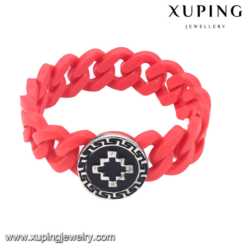 Bangle-53 Fashion Rubber Wrap Stainless Steel Jewelry Bangle