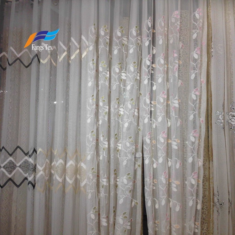 100% Polyester Embroidered Wide Voile Curtain Fabric 1