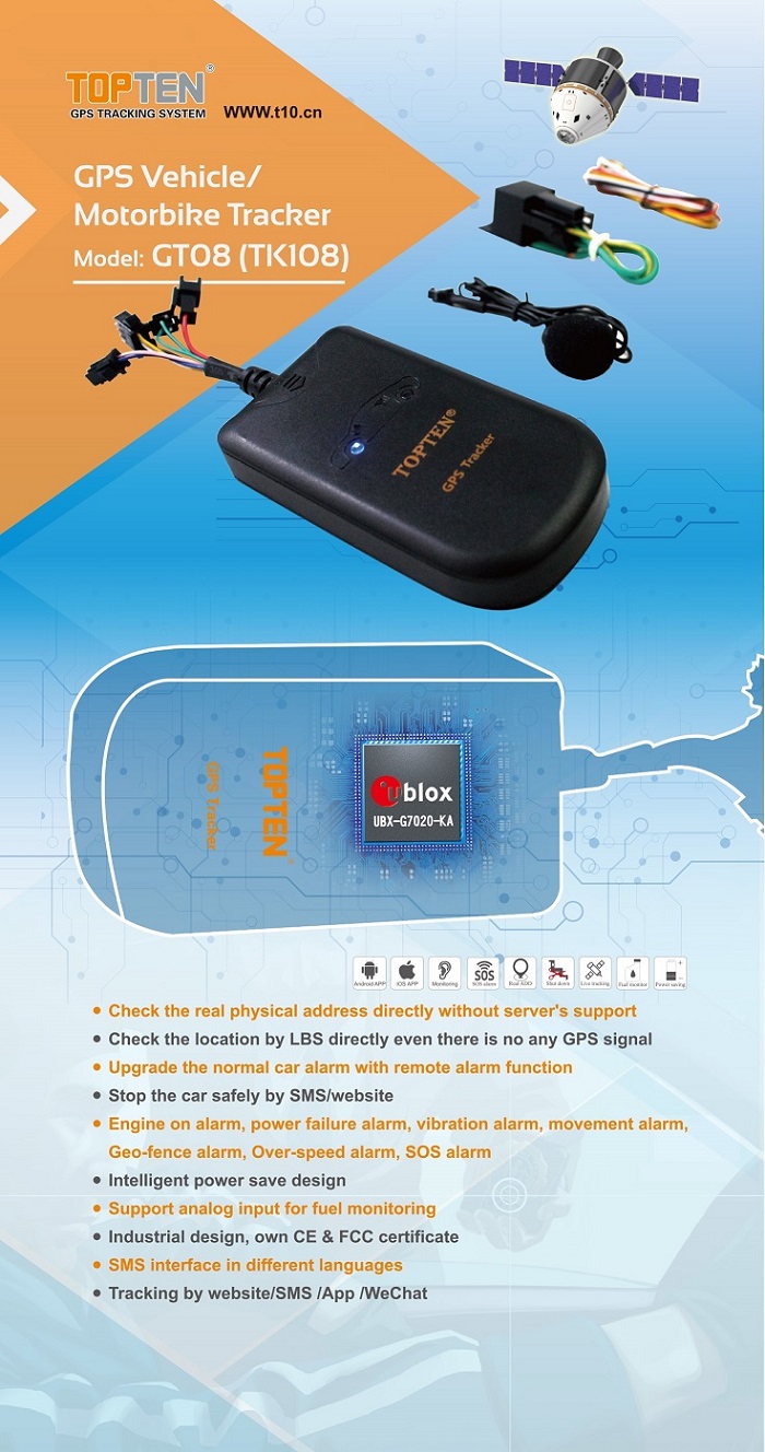 Small GPS Tracking Device Anti Theft for Vehicle, Easy Installation (GT08-ER)