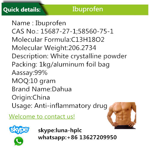 Ibuprofen CAS: 15687-27-1 Hot Sell API Local Anesthetic Ibuprofen