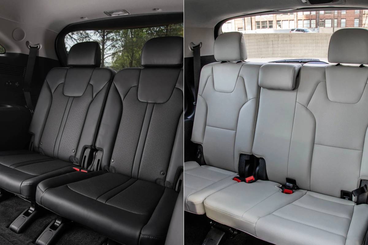 2021 Kia Sorento backseat (left), 2021 Kia Telluride backseat (right)