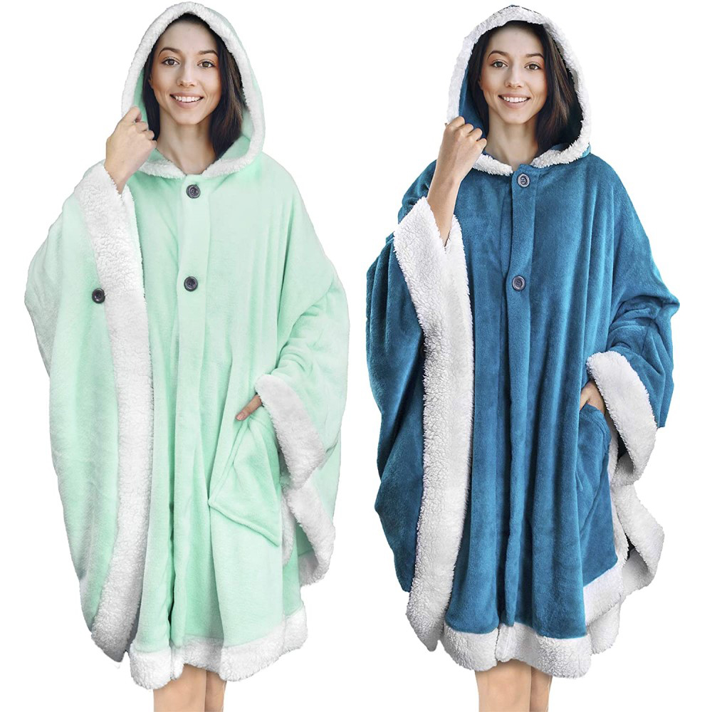 Wearable Sweatshirt Hooded Blanket With Pocket